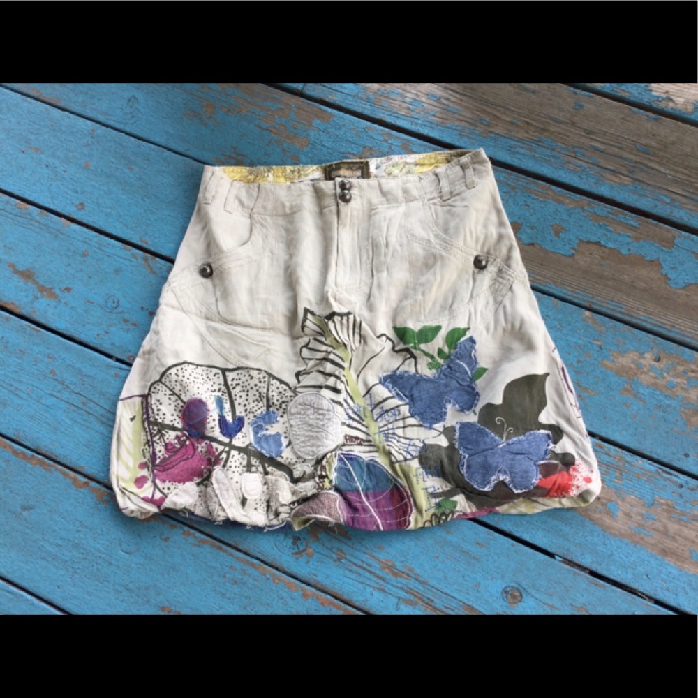 Desigual Artistic Skirt with Butterfly Motif
